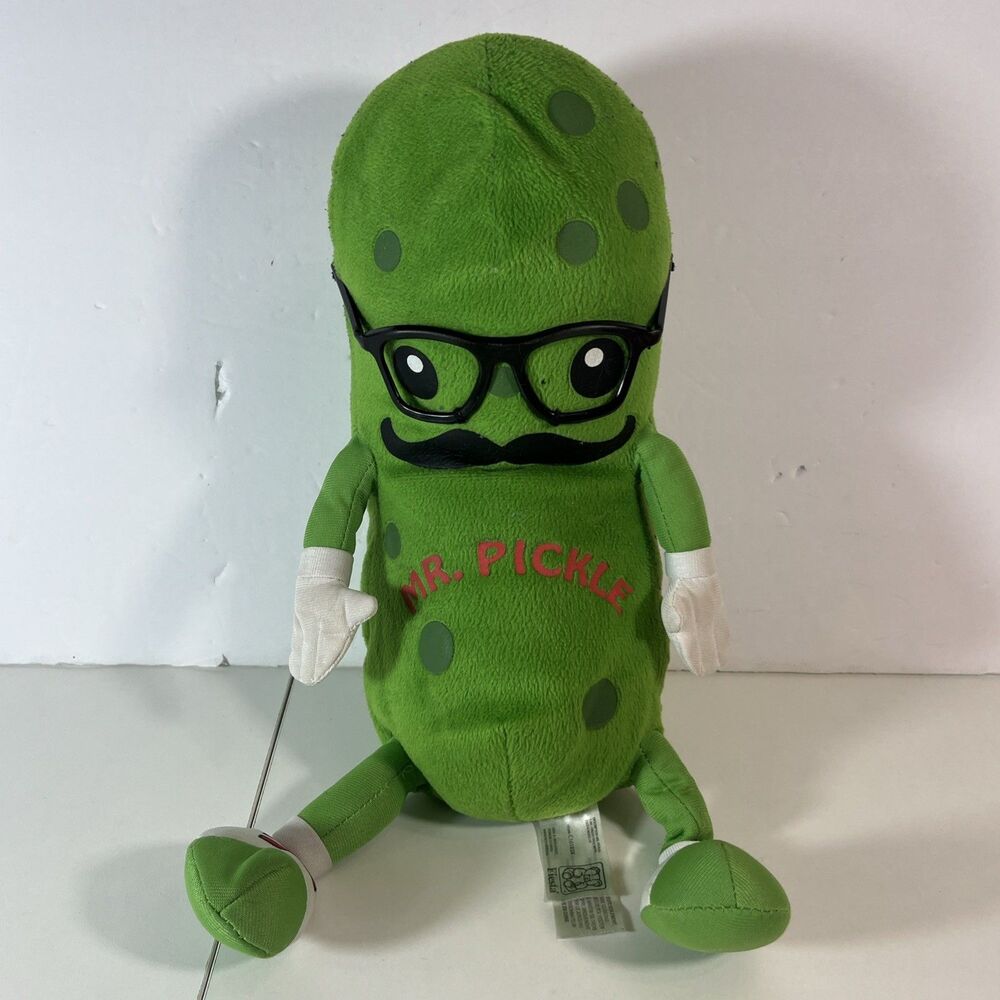 Mr. Pickle Plush 15” with legs Soft Green Toy Fiesta Glasses & Mustache Sneakers